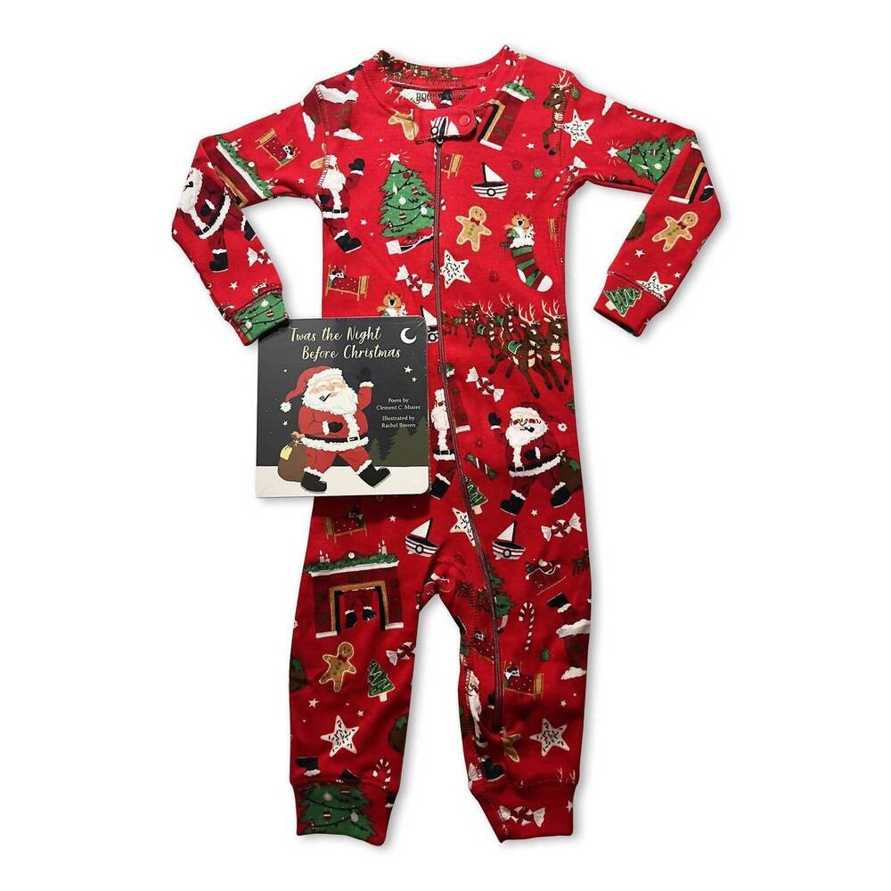 NEW BOOKS TO BED kid's the night before christmas set baby coverall with book in